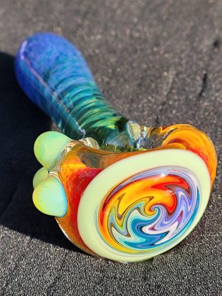 Rainbow Wig Wag Glass Pipe 4.2"